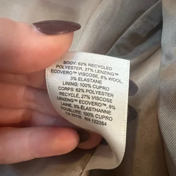 New Aritzia Wilfred Margaux Tan Brown Check Plaid Oxford Double Breasted Blazer - Picture 5 of 6